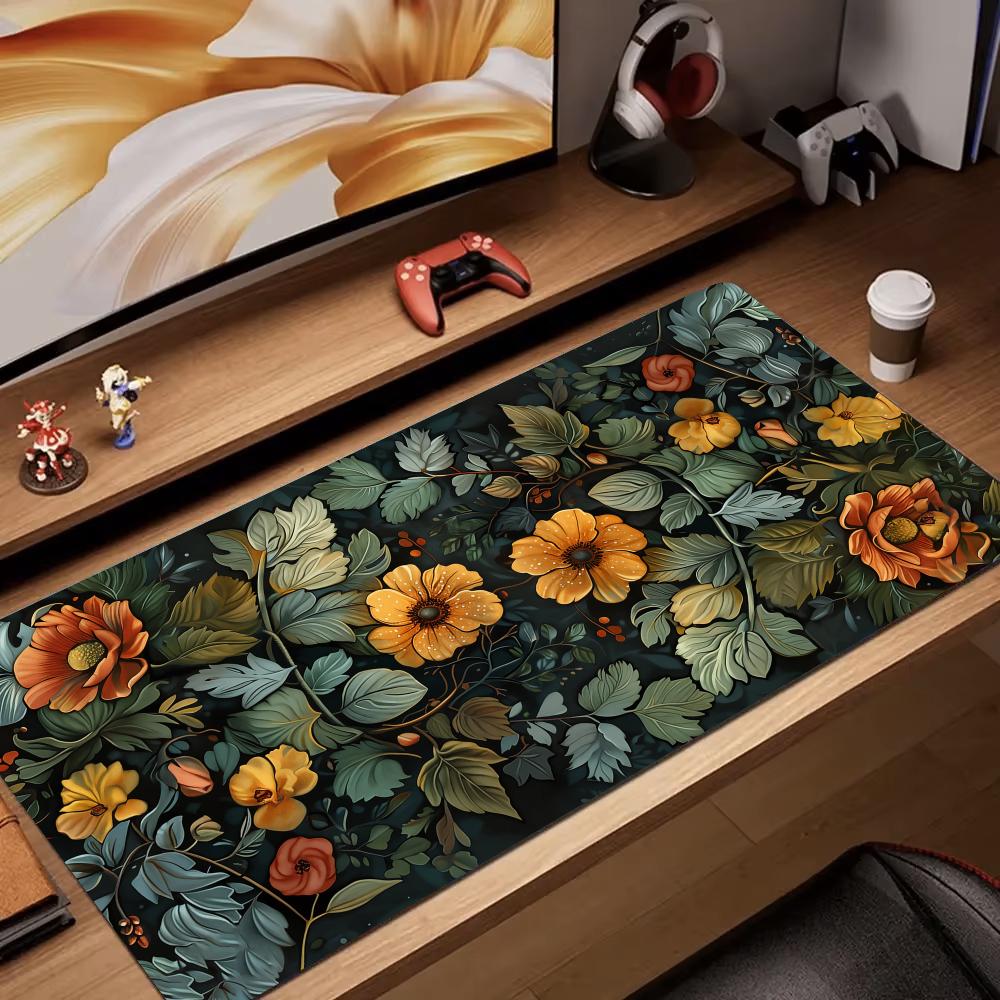 Gaming Accessories Retro - Retro flower art rendering Mouse Pad
