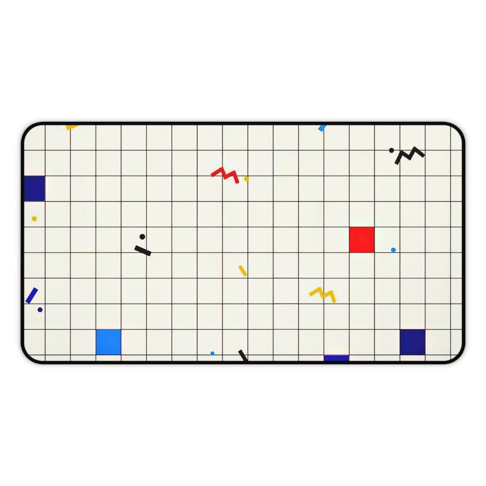 Gaming Accessories Retro - Retro Geometric Grid Desk Mat Mouse