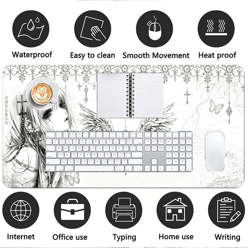 Leather Mousepad Black White A - Gaming Accessories Anime ulasan dan harga