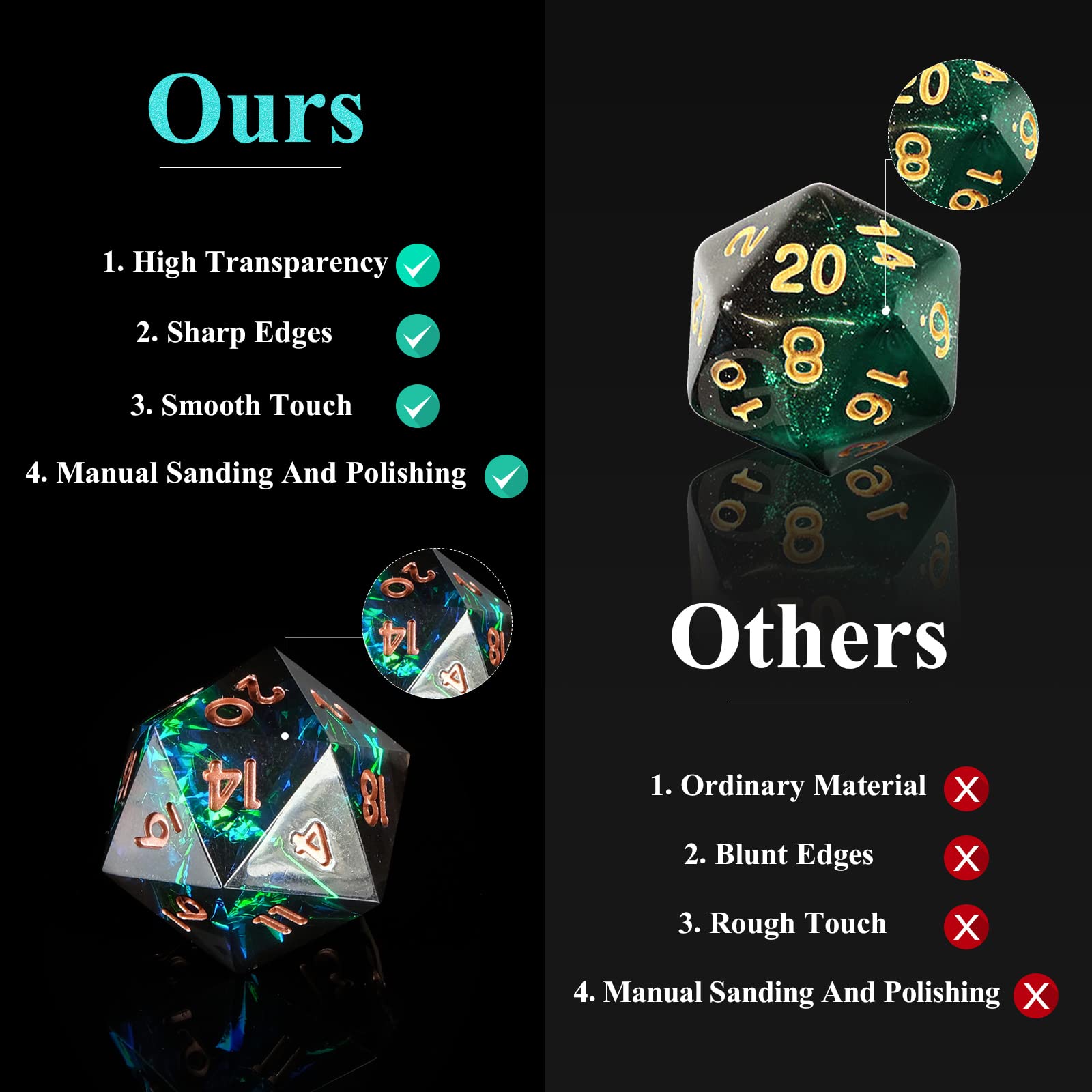 Resin Sharp Edge DND Dice Set  - Gaming Handheld Accessories ulasan dan harga